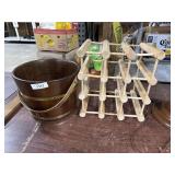 Wooden Wine Rack, Wooden Ice Bucket.