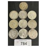 10 90% Silver Peace Dollars.