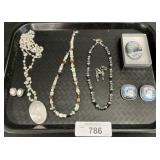 Sterling Silver Clip On Earrings, Mother Of Pearl