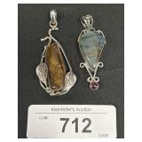Sterling Silver Amber & Labradorite Pendants.