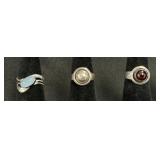 3 Sterling Silver Rings.