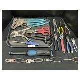 Extended Reach Racket, Tin Snips, Pliers.