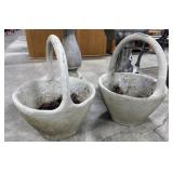 (2) Concrete Basket Planters.