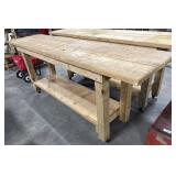 Solid Rolling Wooden Work Bench.