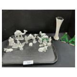 Nativity Set, Vase, Christmas Tree Napkin Rings.