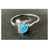 10K White Gold & Simulated Fire Opal Ring.