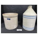 Stoneware Ruckel's Crock, Stoneware Jug.