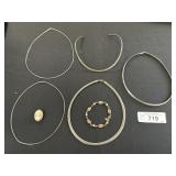 3 Sterling Silver Necklaces, 12K GF Bracelet.