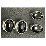 2 Pairs Of Sterling Silver Onyx Earrings.
