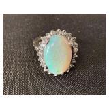 Diamond & Opal Adjustable Shank Ring.