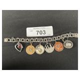 Sterling Silver Charm Bracelet, 14K Gold Charm.