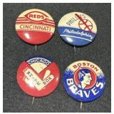 4 Vintage Baseball Pins.;