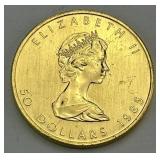 1 Oz .999 Fine Gold Canadian 5 Dollar Coin.