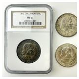90% Silver 1892-93, NGC Slab, Colombian Halves.