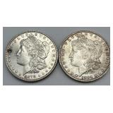 High Grade 90% Silver 1878 & 1884-O Morgan $1.