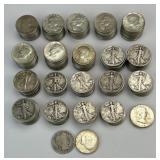 193 90% Silver Halves, Walking Liberty, Kennedy.