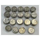 176 90% Silver Halves, Barber, Walking Liberty.