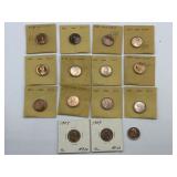 14 1927-1954 Wheat, 1 1960 Lincoln Pennies.