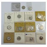 14 90% Silver 1952-1964 Roosevelt Dimes.