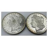 High Grade 90% Silver 1881-S & 1886 Morgan $1.