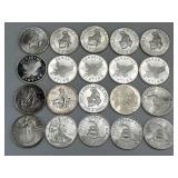 20 1Oz .999 Fine Silver Commemorative Rounds.