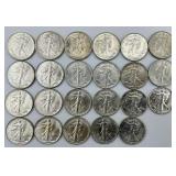 23 90% Silver 1941-1946 Walking Liberty Halves.