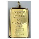 20g .999 Fine Gold Credit Suisse Bar.
