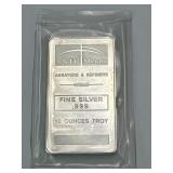 NTR Metals 10 Troy Oz .999 Fine Silver Bar.