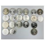 20 80% Silver 1962, 1964, & 1965 Canadian Dollars.