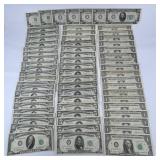 21 $1, 19 $5, 17 $10, 7 $20 U.S Dollar Bills.