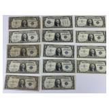 14 1928-1957 Blue Sealed United States $1 Bills