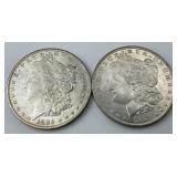 2 High Grade 90% Silver 1885-O Morgan $1.