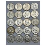 20 1962-1963 90% Silver Franklin Halves.