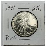 90% Silver 1941 Proof Walking Liberty Half.