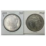 High Grade 90% Silver 1893-S & 1903 Morgan $1.
