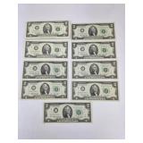 Lot Of Uncirculated Sequential $2 Bills.