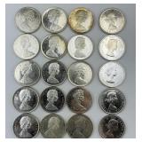 20 80% Silver 1964-1966 Canadian Silver Dollars.