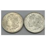 2 High Grade 90% Silver 1921 Morgan $1.