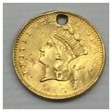 90% Gold 1862 Indian Princess Head $1 Coin.