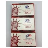 2 2003, 1 2005 Silver United States Proof Sets.