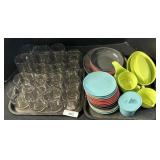 Melmac Plastic Dishes & Tupperware Cups.