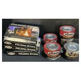 4 Sterno Folding Stoves, & 5 Sterno Cooking Fuel.