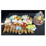 7 Dwarfs Plushes & Snow White Snowglobe.