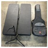3 Guitar Cases & 1 Guitar Stand.