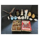 Angel, Bird, & Cat Figurines, Shot Glasses, Homco.