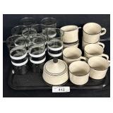 Stoneware Mugs & Mid Century Glasses.