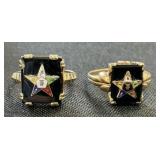 Pair Of 10Kt Gold Fraternal Order Rings.