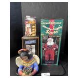 Coin Sorter & Wraps, Dancing Santa, Angel Figure.