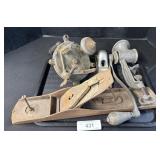 Antique Cast Iron Meat Grinder, Woodworking Plane.
