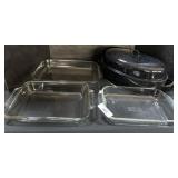 Pyrex Baking Dishes, Graniteware Roaster.
